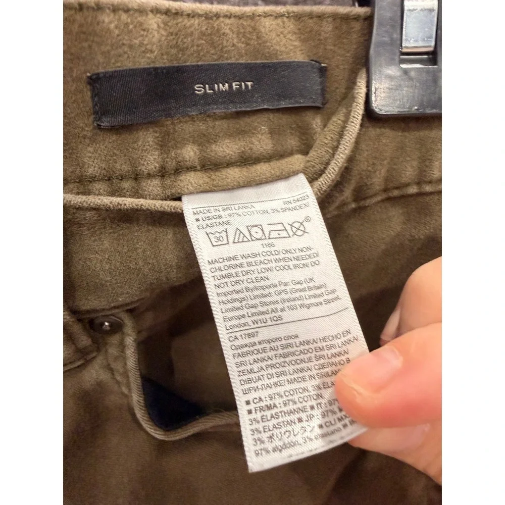 Banana Republic Mens Slim Traveler Pant 31x32 Olive Brown Stretch 5-Pocket